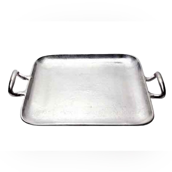 Serving Tray/Platter Brushed Silver Textured Square Aluminum IHI EUC Handicrafts - Picture 1 of 8